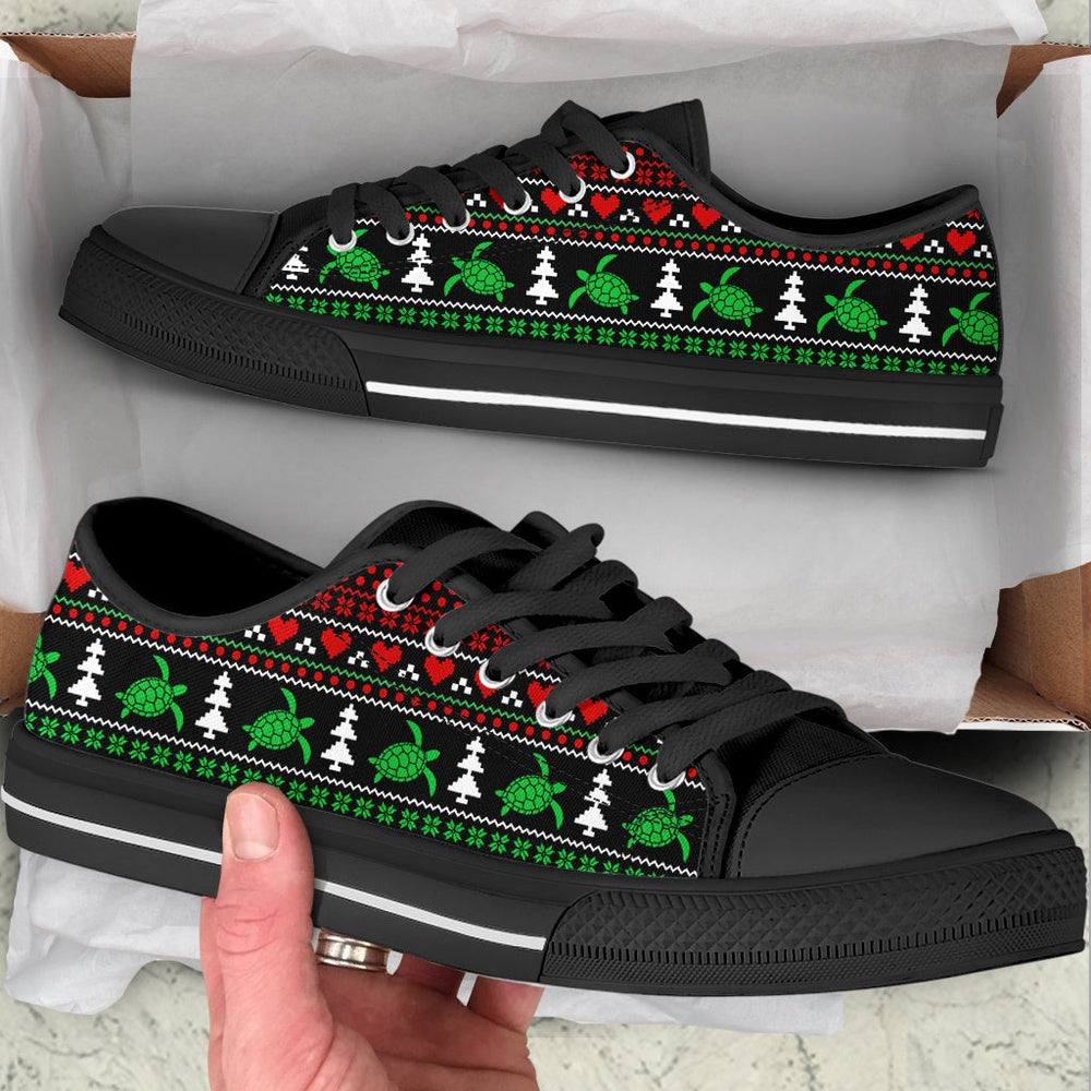 Turtle Symbol Christmas Low Top Shoes , Low Top Sneaker, Low Top Canvas Shoes