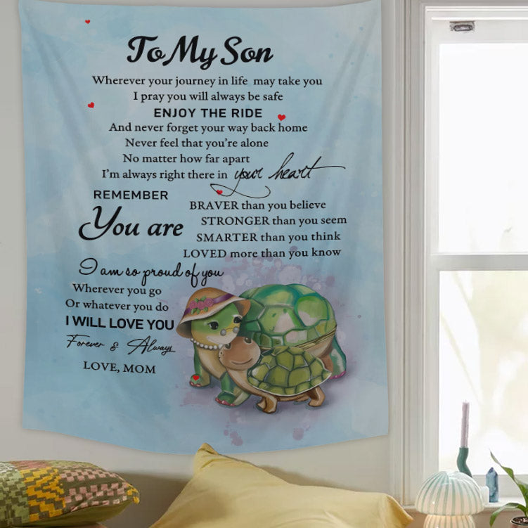 Turtle To My Son Tapestry - Christian Tapestry - Bible Verse Tapestry