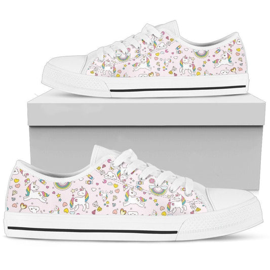 Unicorn Pink Women's Low Top Shoes , Low Top Sneaker, Low Top Canvas Shoes