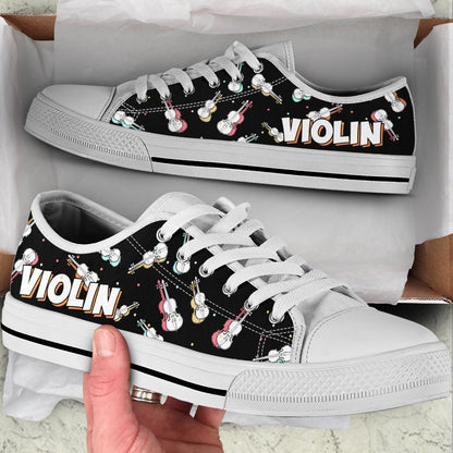 Violin Color Low Top Music Shoes, Canvas Shoes Design, Low Top Sneaker