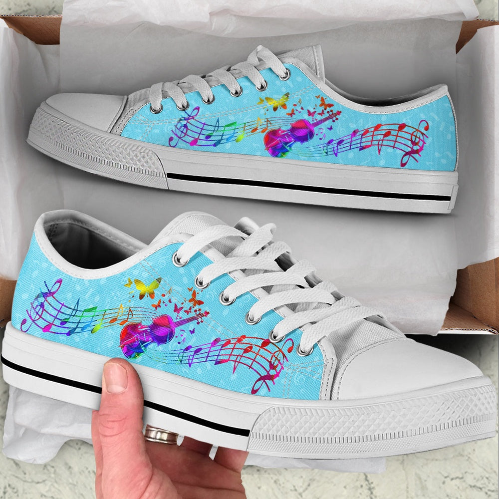 Violin Colorful Low Top Music Shoes, Canvas Shoes Design, Low Top Sneaker