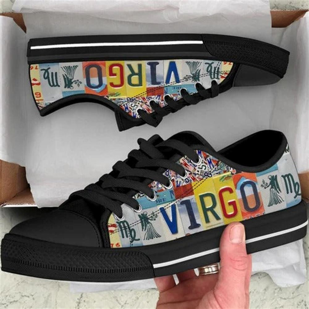 Virgo License Plates Canvas Low Top Shoes, Low Top Sneaker, Low Top Canvas Shoes