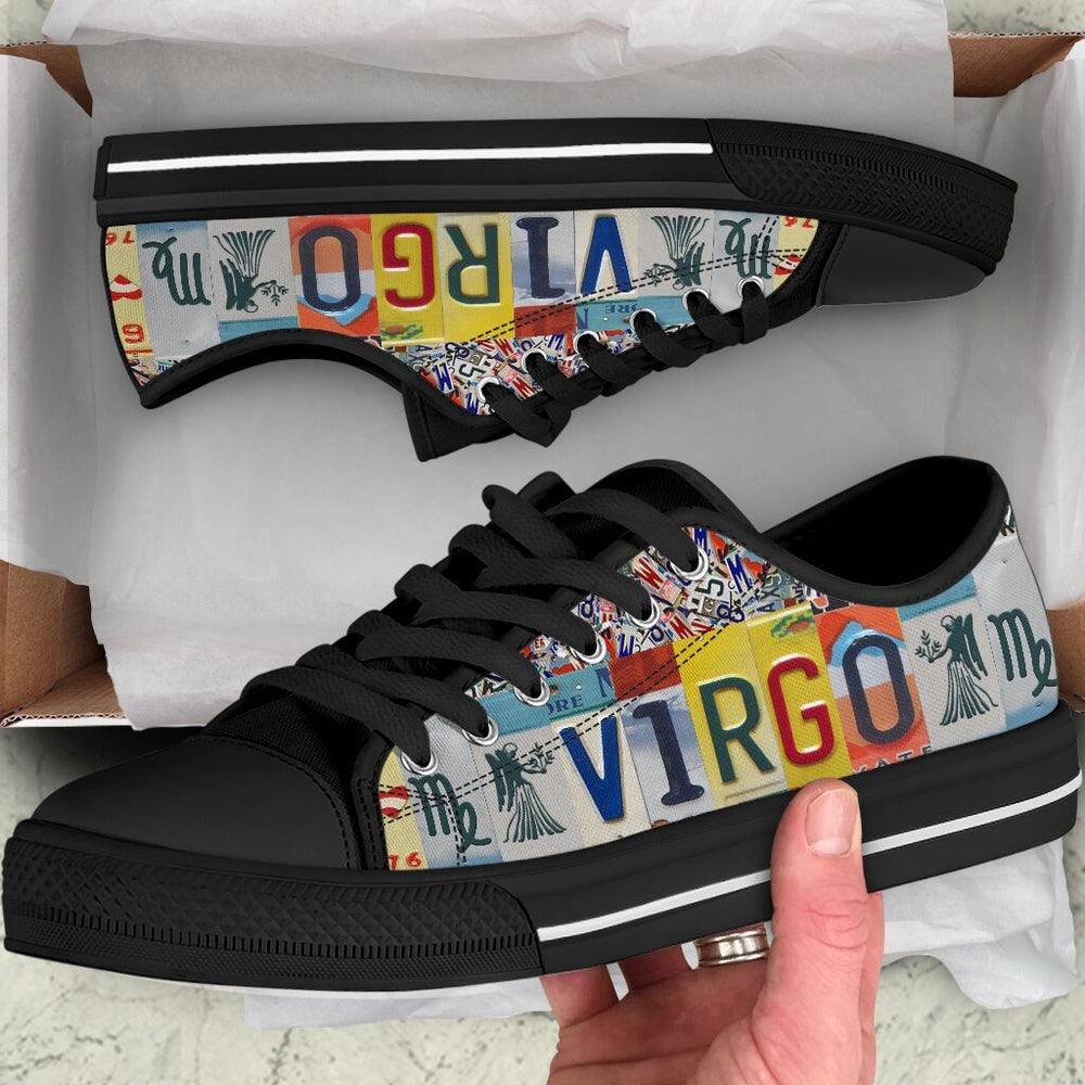 Virgo License Plates Low Top Shoes, Low Top Sneaker, Low Top Canvas Shoes