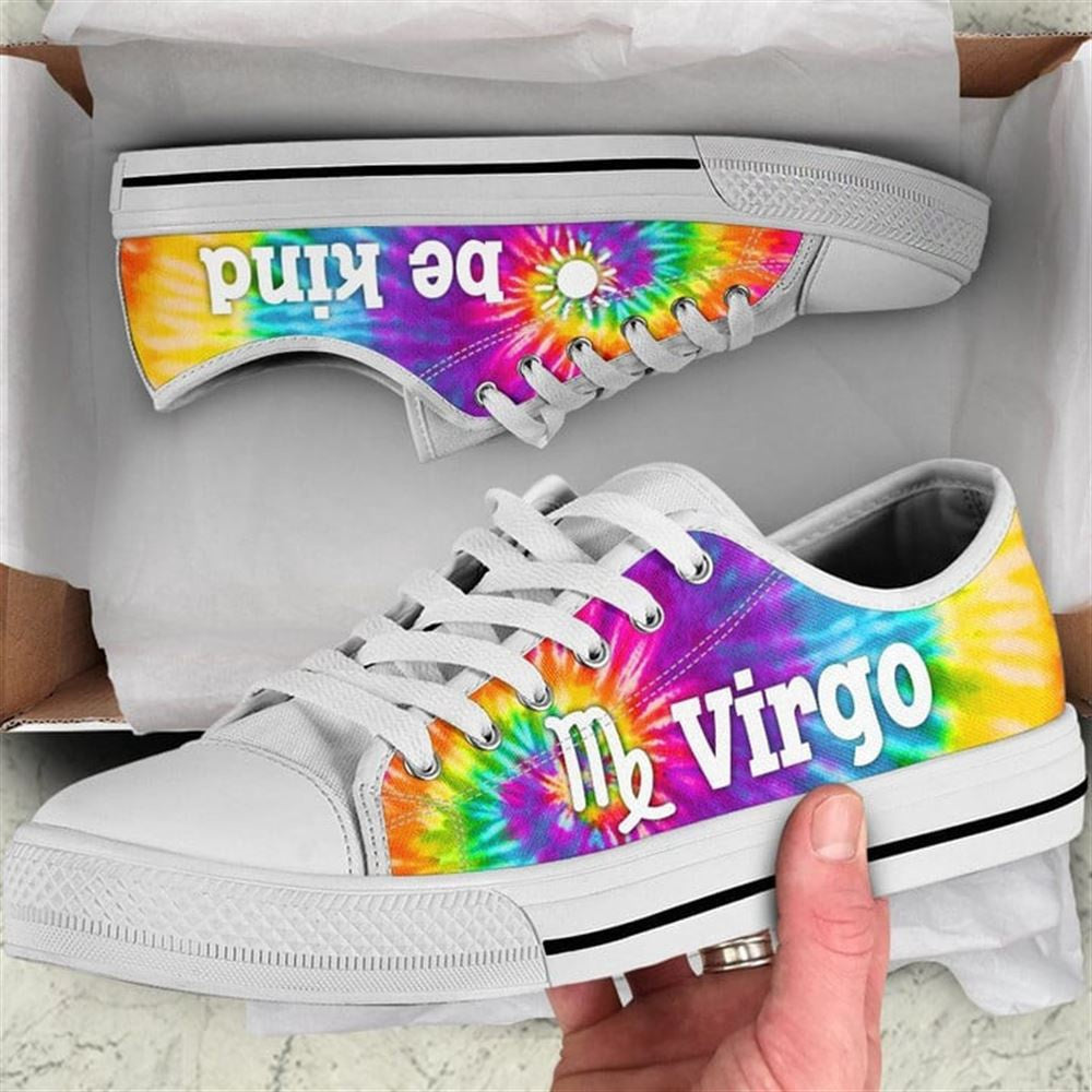 Virgo Zodiac Sign Be Kind Tie Dye Canvas Low Top Shoes, Low Top Sneaker, Low Top Canvas Shoes