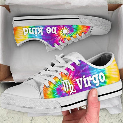 Virgo Zodiac Sign Be Kind Tie Dye Canvas Low Top Shoes, Low Top Sneaker, Low Top Canvas Shoes