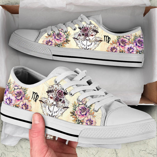 Virgo Zodiac Vintage Flower Low Top Shoes , Low Top Sneaker, Low Top Canvas Shoes