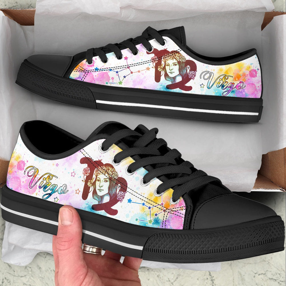 Virgo Zodiac Watercolorful Star Low Top Shoes , Low Top Sneaker, Low Top Canvas Shoes