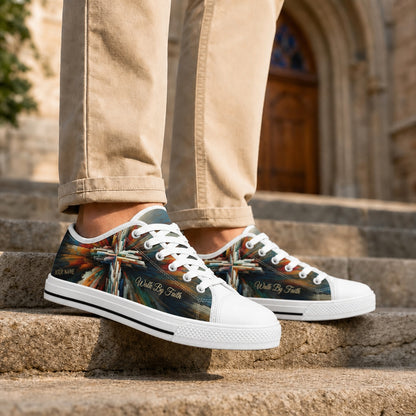 Walk By Faith Cross Artistic Personalized Low Top Shoes Life style  