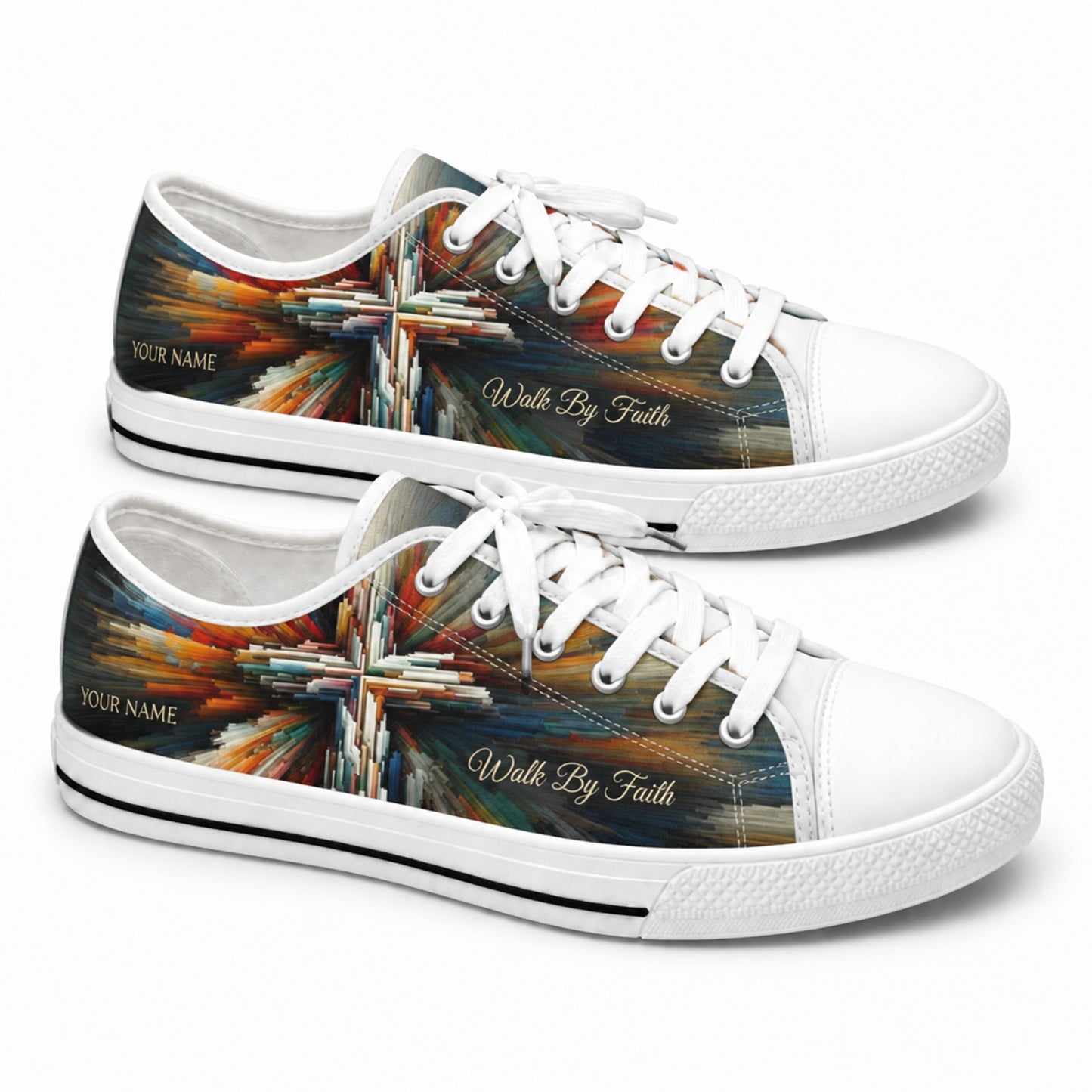 Walk By Faith Cross Artistic Personalized Low Top Shoes      
