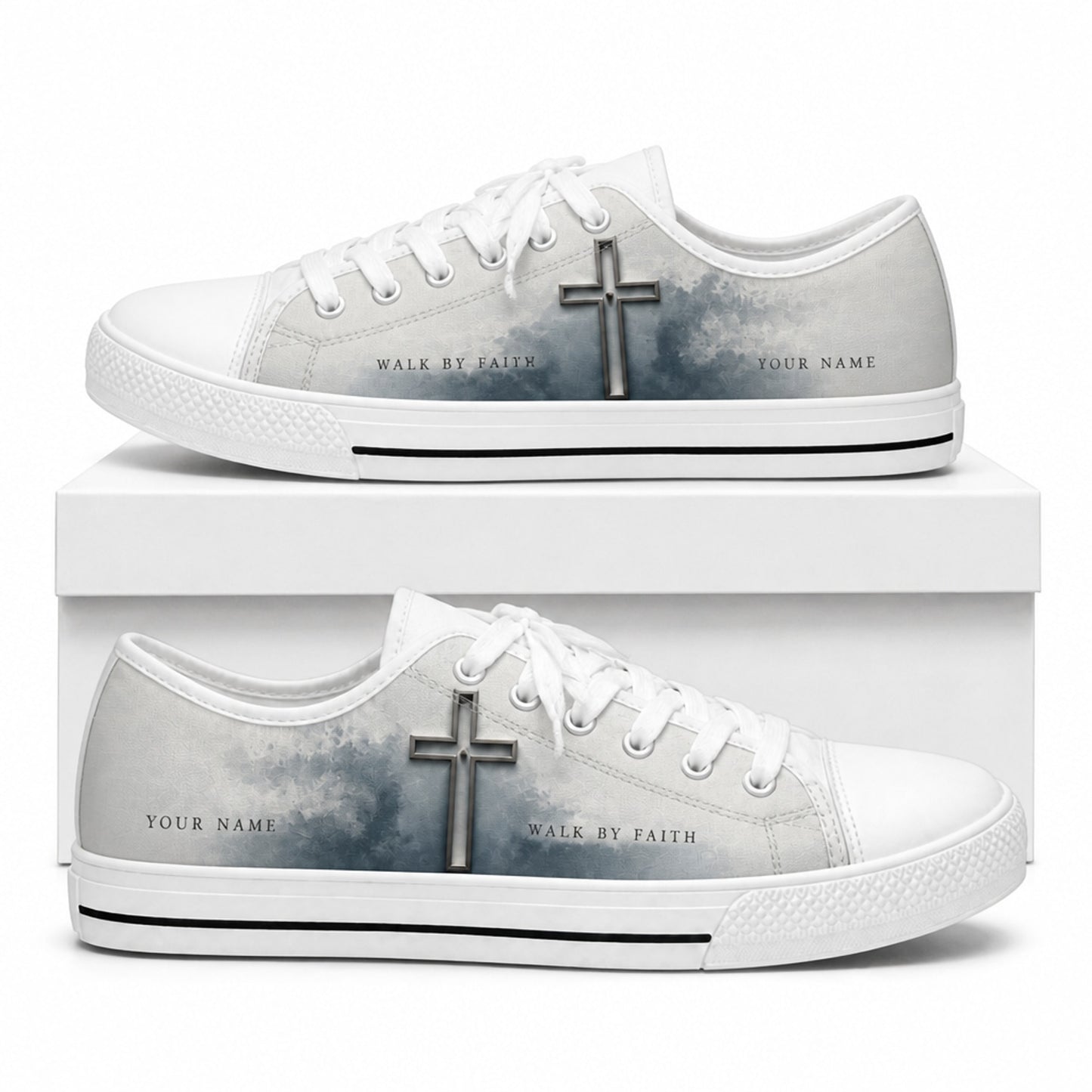 Walk By Faith Cross Classic Low Top Shoes box white    