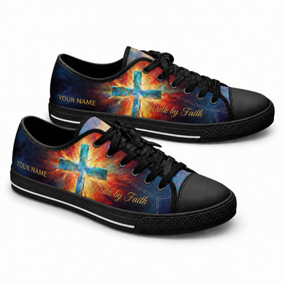 Walk By Faith Cross Graphic Low Top Shoes black shoes    