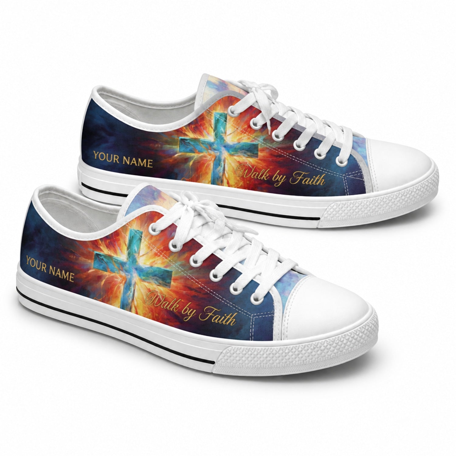 Walk By Faith Cross Graphic Low Top Shoes        