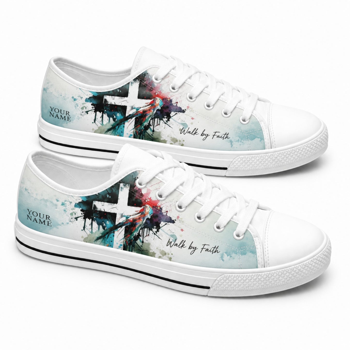 Walk By Faith Cross Modern Custom Low Top Shoes      
