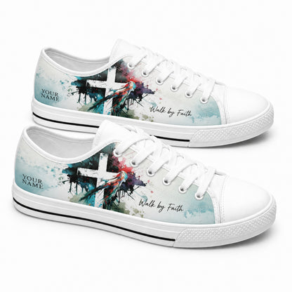 Walk By Faith Cross Modern Custom Low Top Shoes      