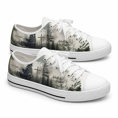 Walk By Faith Cross Nature Personalized Low Top Shoes      