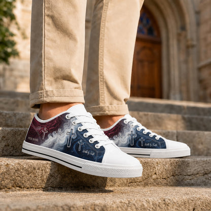 Walk By Faith Crosses Graphic Personalized Low Top Shoes Life style  