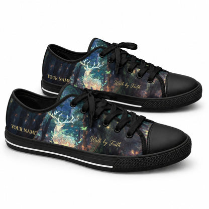 Walk By Faith Deer Artistic Personalized Low Top Shoes black shoes  