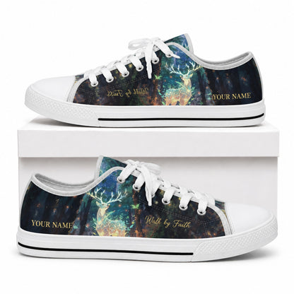 Walk By Faith Deer Artistic Personalized Low Top Shoes box white  