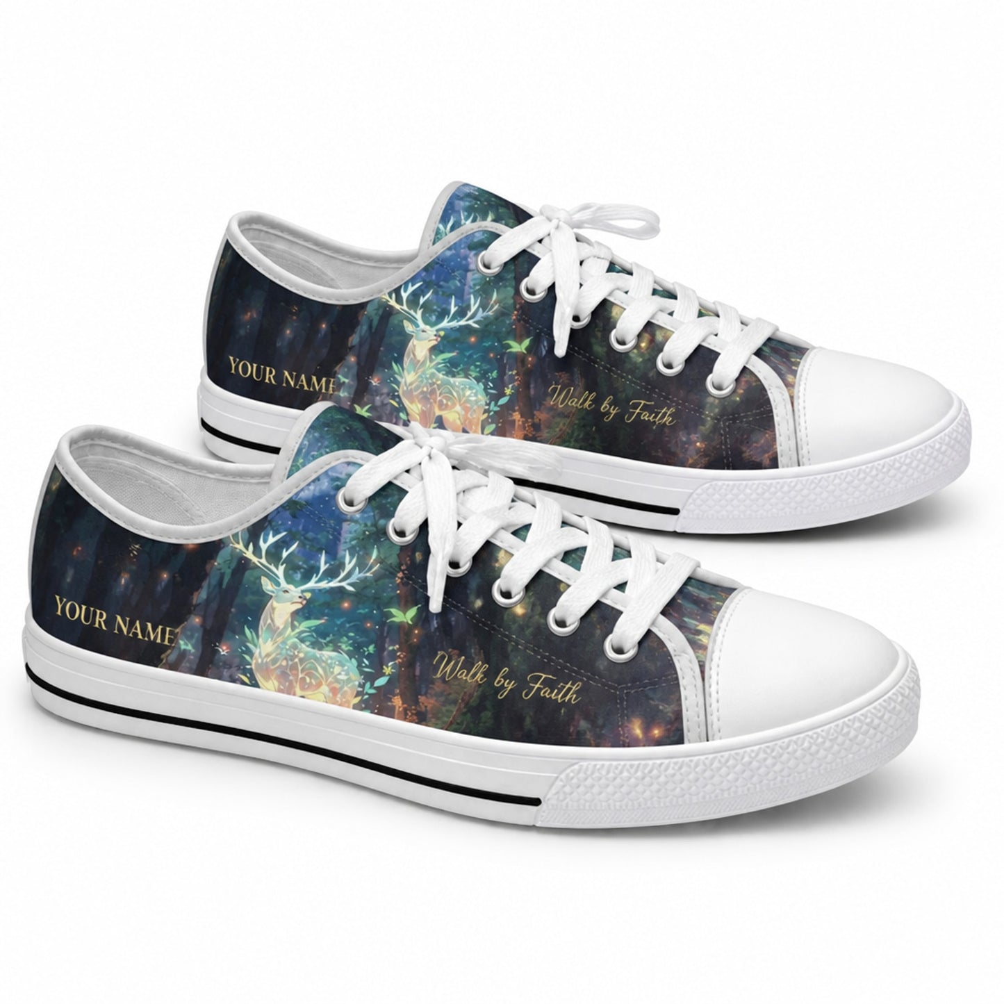Walk By Faith Deer Artistic Personalized Low Top Shoes      