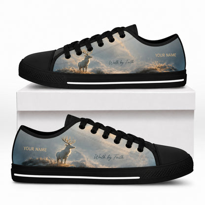Walk By Faith Deer Rustic Personalized Low Top Shoes box black  