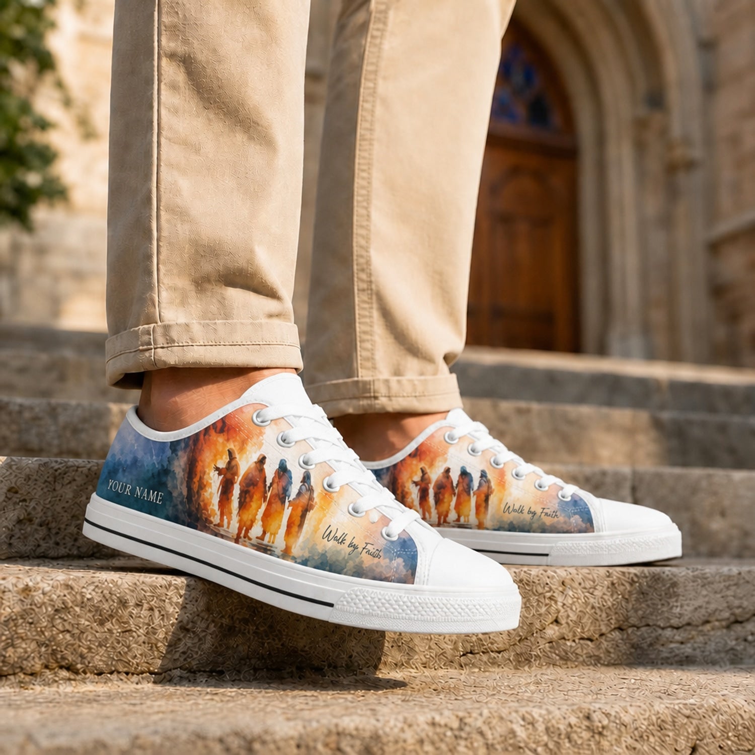 Walk By Faith Design Classic Personalized Low Top Shoes Life style  