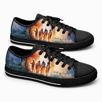 Walk By Faith Design Classic Personalized Low Top Shoes black shoes  