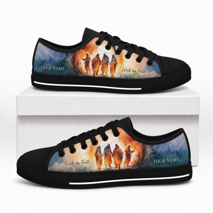 Walk By Faith Design Classic Personalized Low Top Shoes box black  