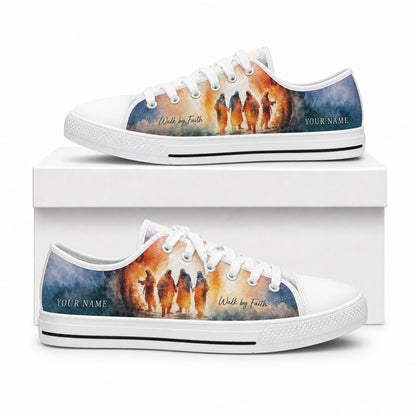 Walk By Faith Design Classic Personalized Low Top Shoes box white  