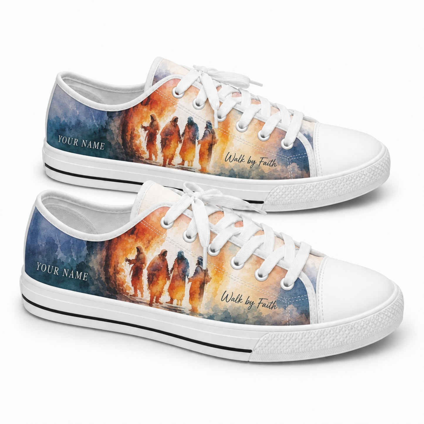 Walk By Faith Design Classic Personalized Low Top Shoes      