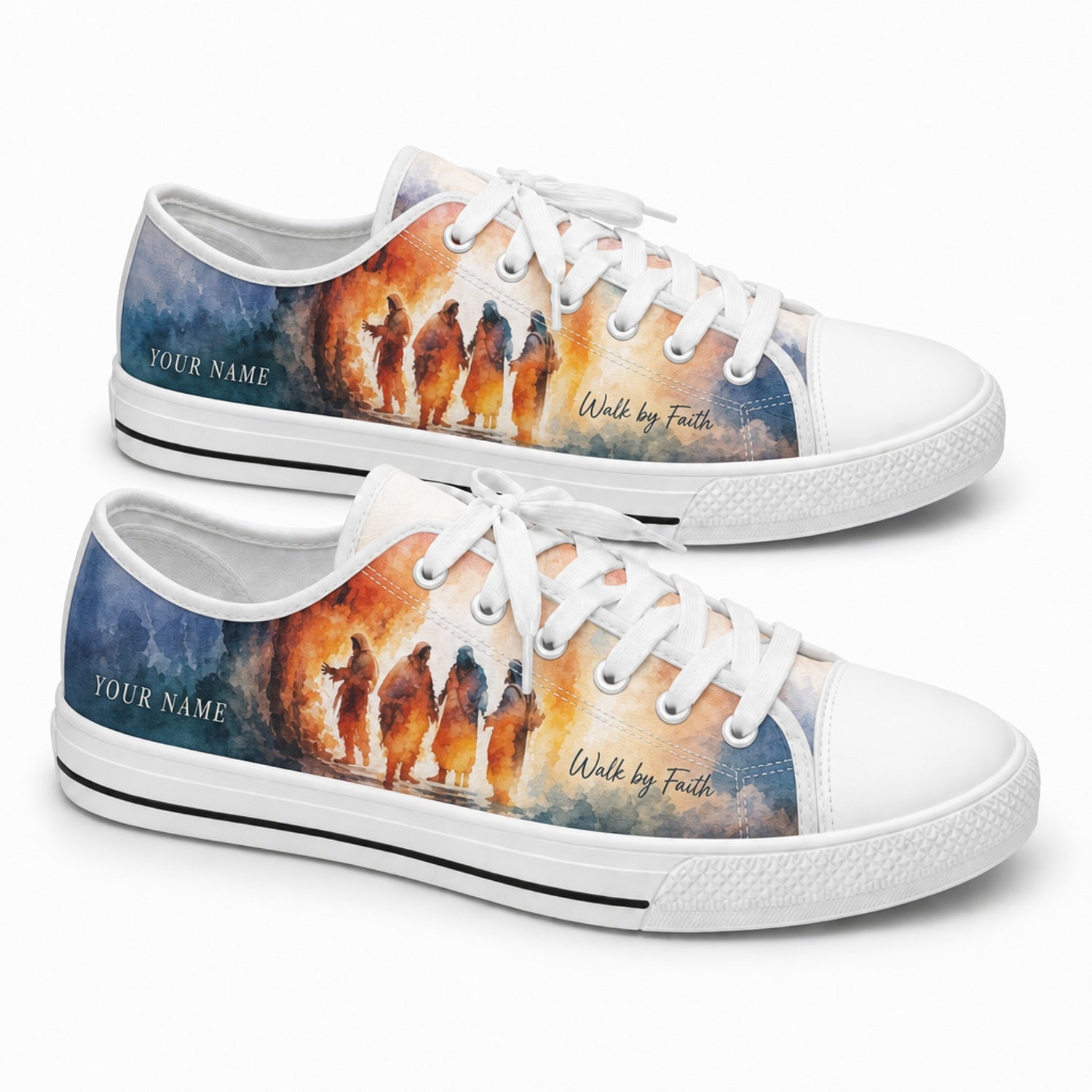 Walk By Faith Design Classic Personalized Low Top Shoes      