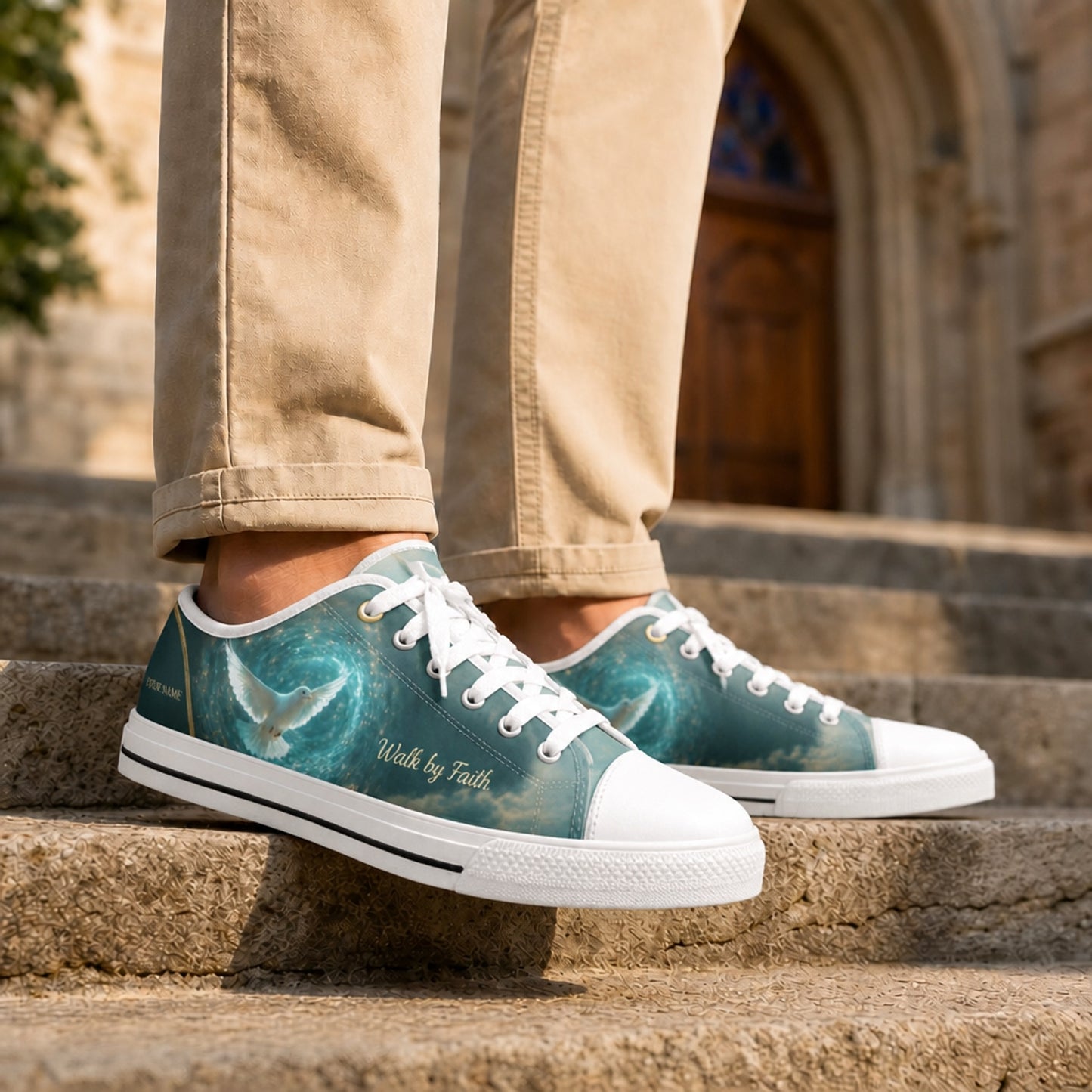 Walk By Faith Dove Graphic Low Top Shoes Life style    