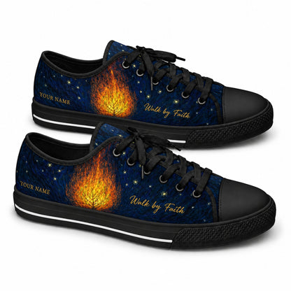 Walk By Faith Flame Artistic Personalized Low Top Shoes black shoes  