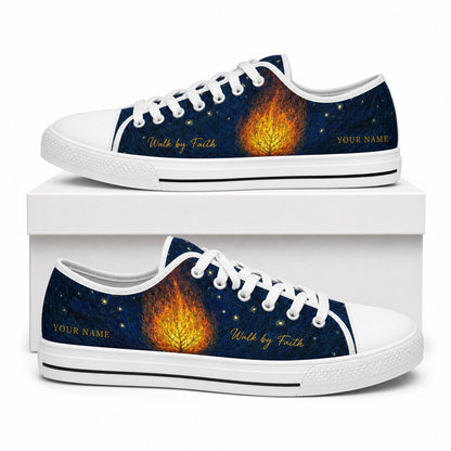 Walk By Faith Flame Artistic Personalized Low Top Shoes box white  