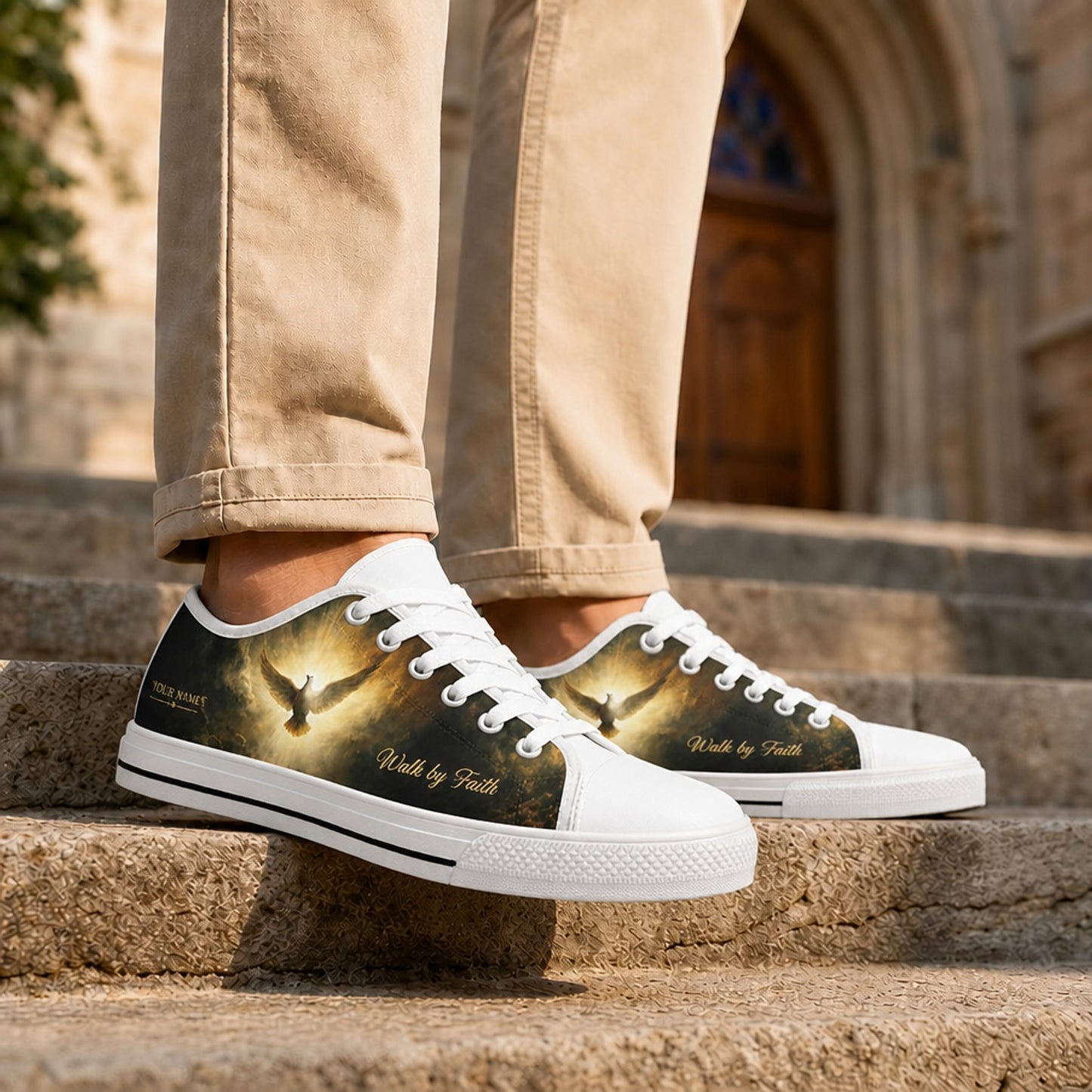 Walk By Faith Graphic Low Top Shoes Life style      