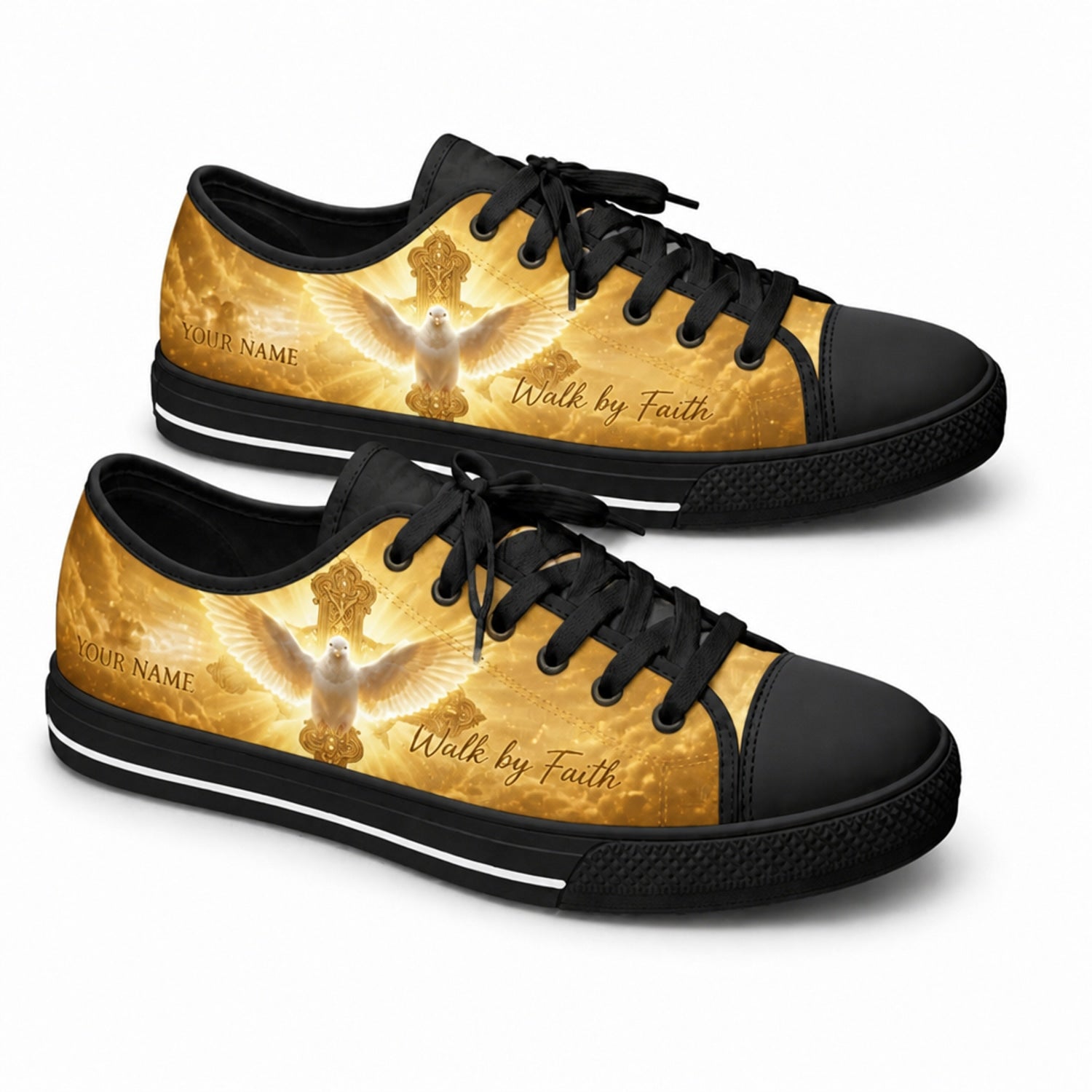 Walk By Faith Graphic Canvas Low Top Shoes black shoes      