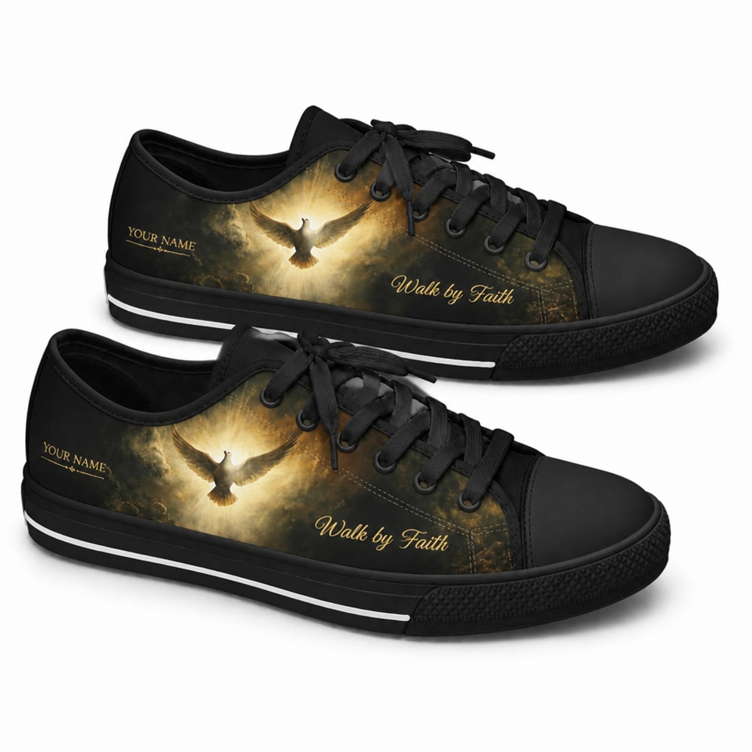 Walk By Faith Graphic Low Top Shoes black shoes      