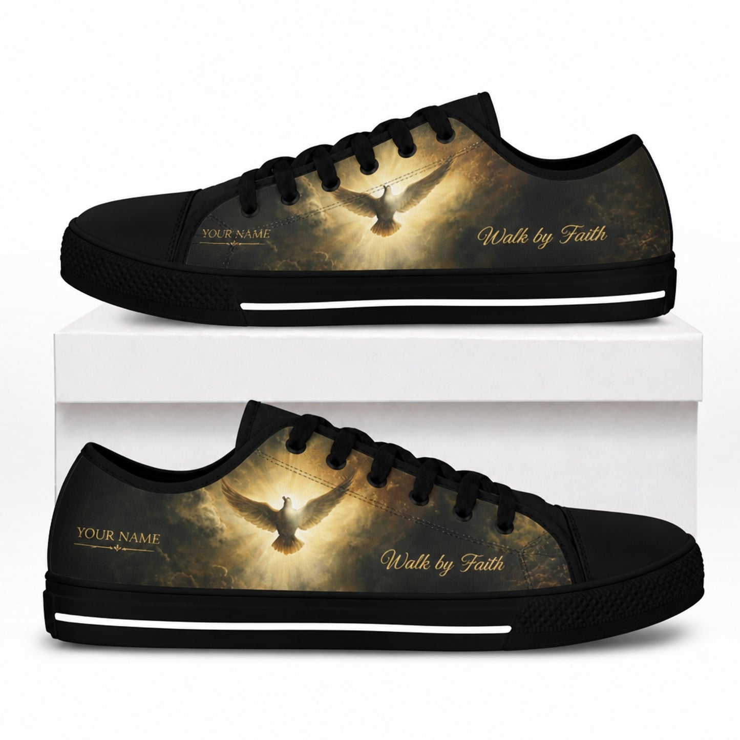 Walk By Faith Graphic Low Top Shoes box black      