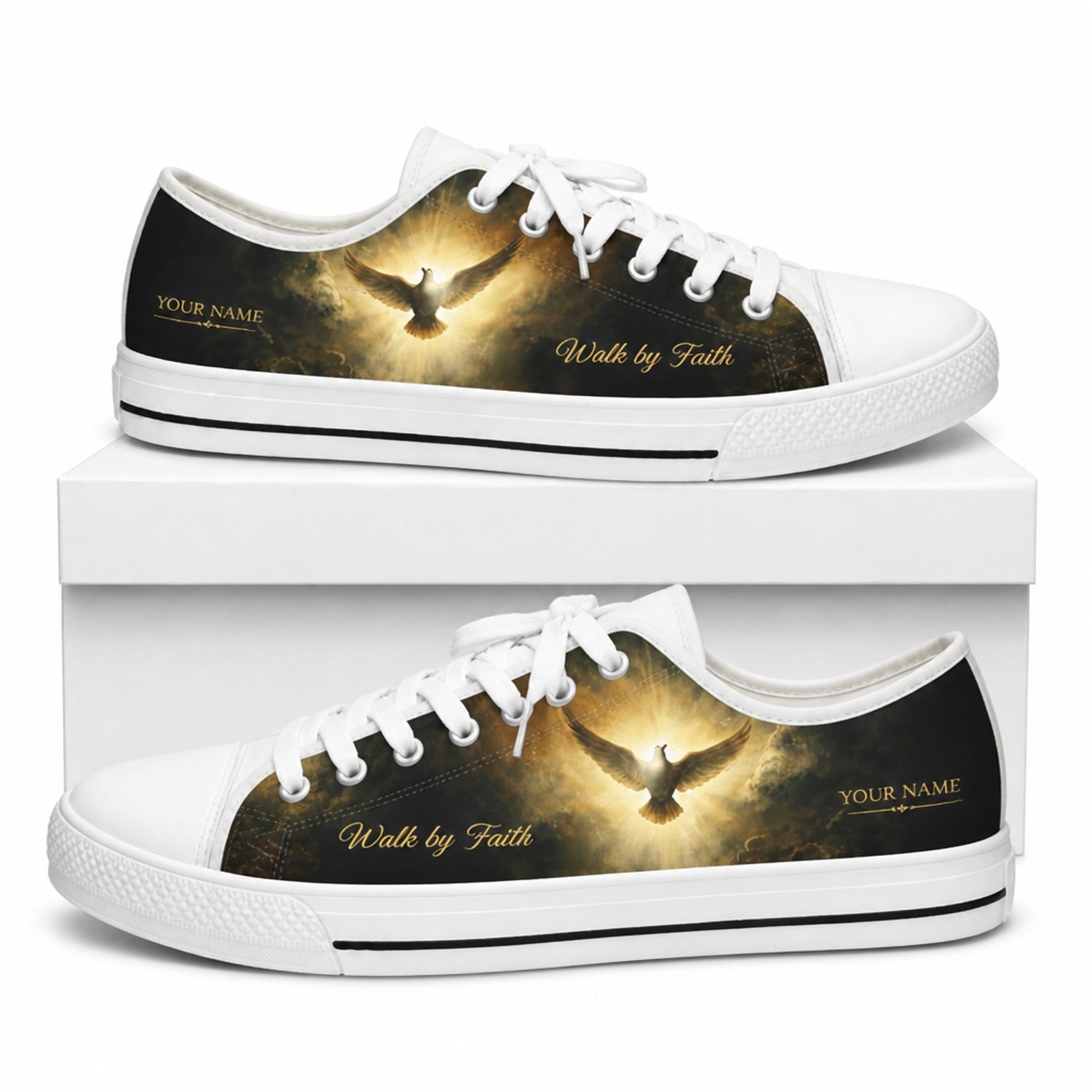 Walk By Faith Graphic Low Top Shoes box white      