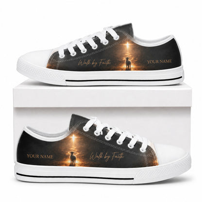 Walk By Faith Lamb Graphic Personalized Low Top Shoes box white  