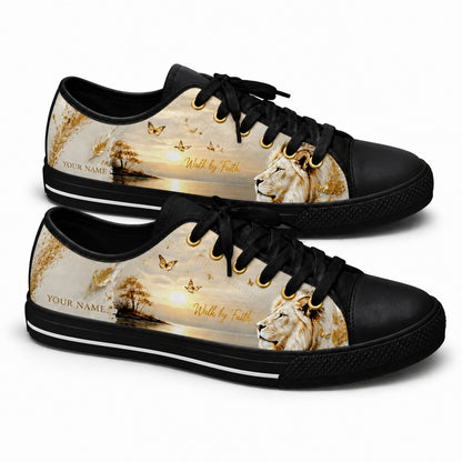 Walk By Faith Lion Graphic Low Top Shoes black shoes    