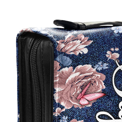 Walk By Faith Not By Sight 2 Corinthians 5 7 Butterfly Denim Style Personalized Bible Cover - Inspirational Bible Covers For Women