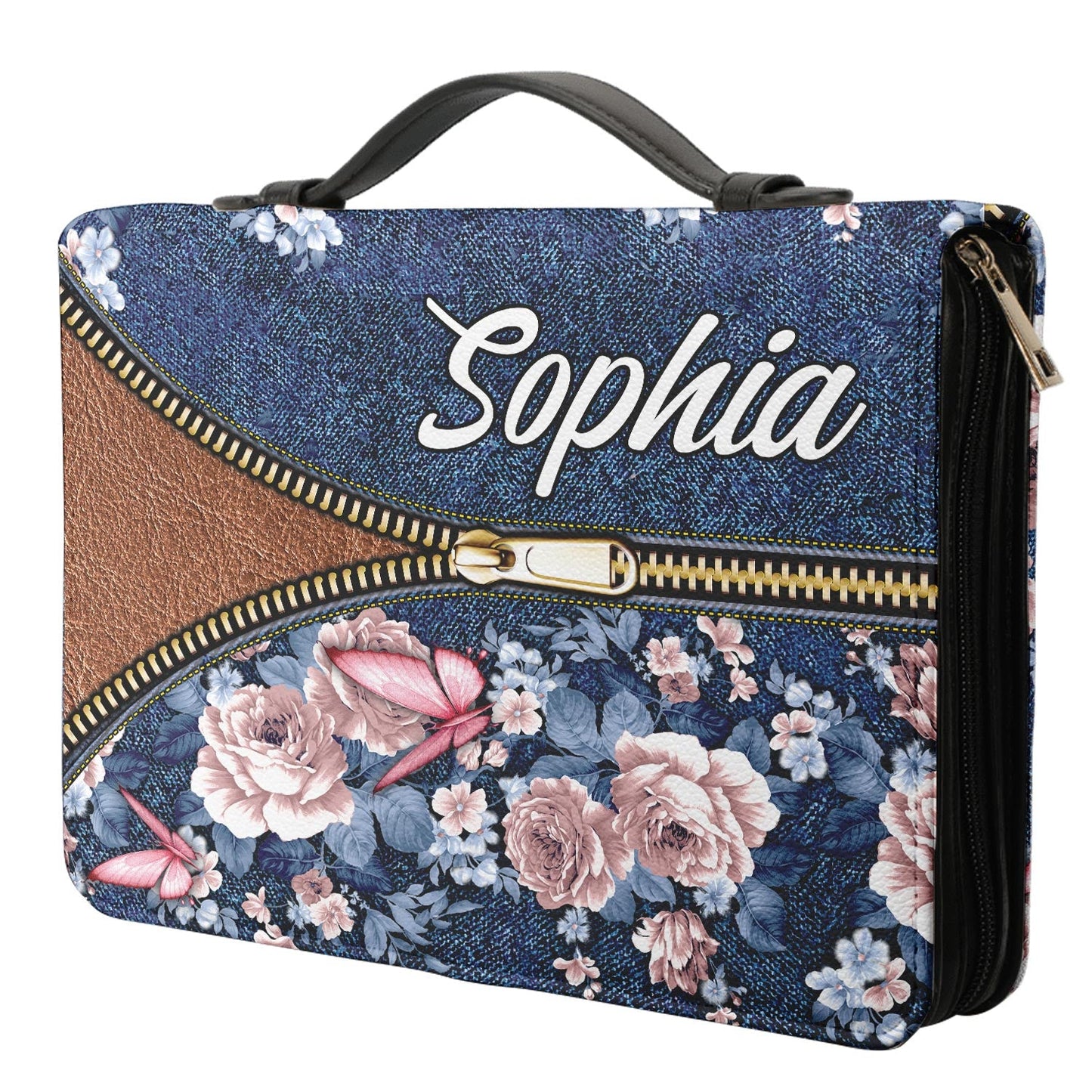 Walk By Faith Not By Sight 2 Corinthians 5 7 Butterfly Denim Style Personalized Bible Cover - Inspirational Bible Covers For Women