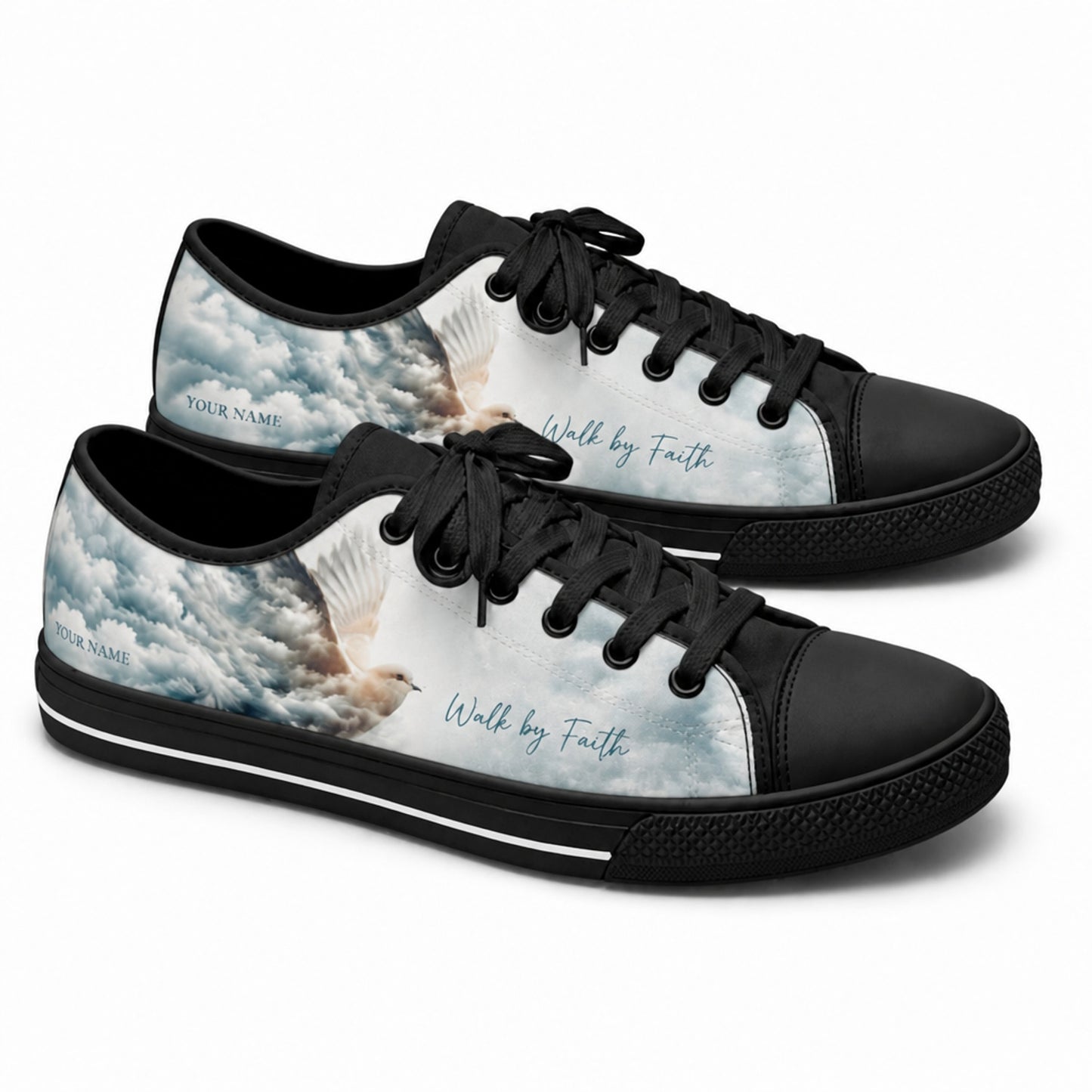 Walk By Faith Printed Low Top Shoes black shoes      