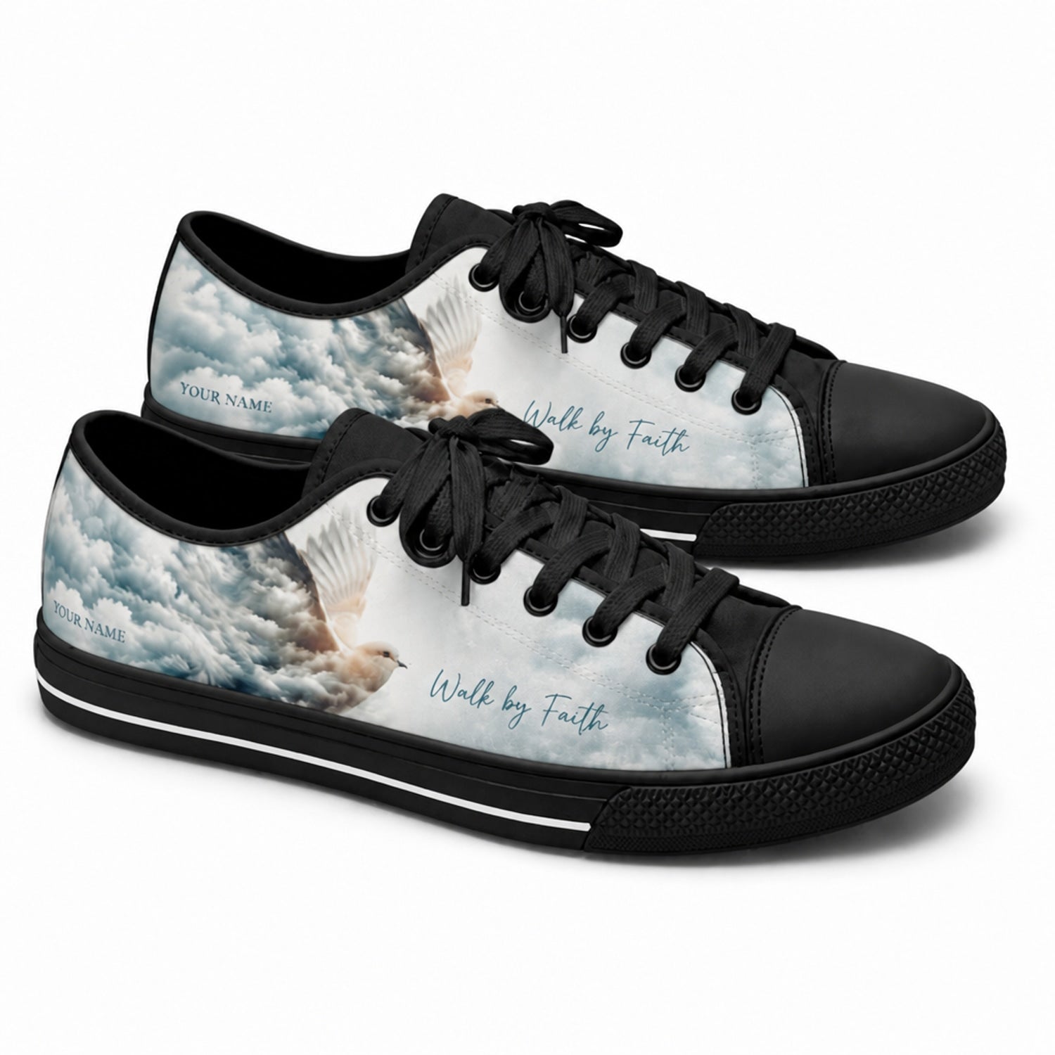 Walk By Faith Printed Low Top Shoes black shoes      
