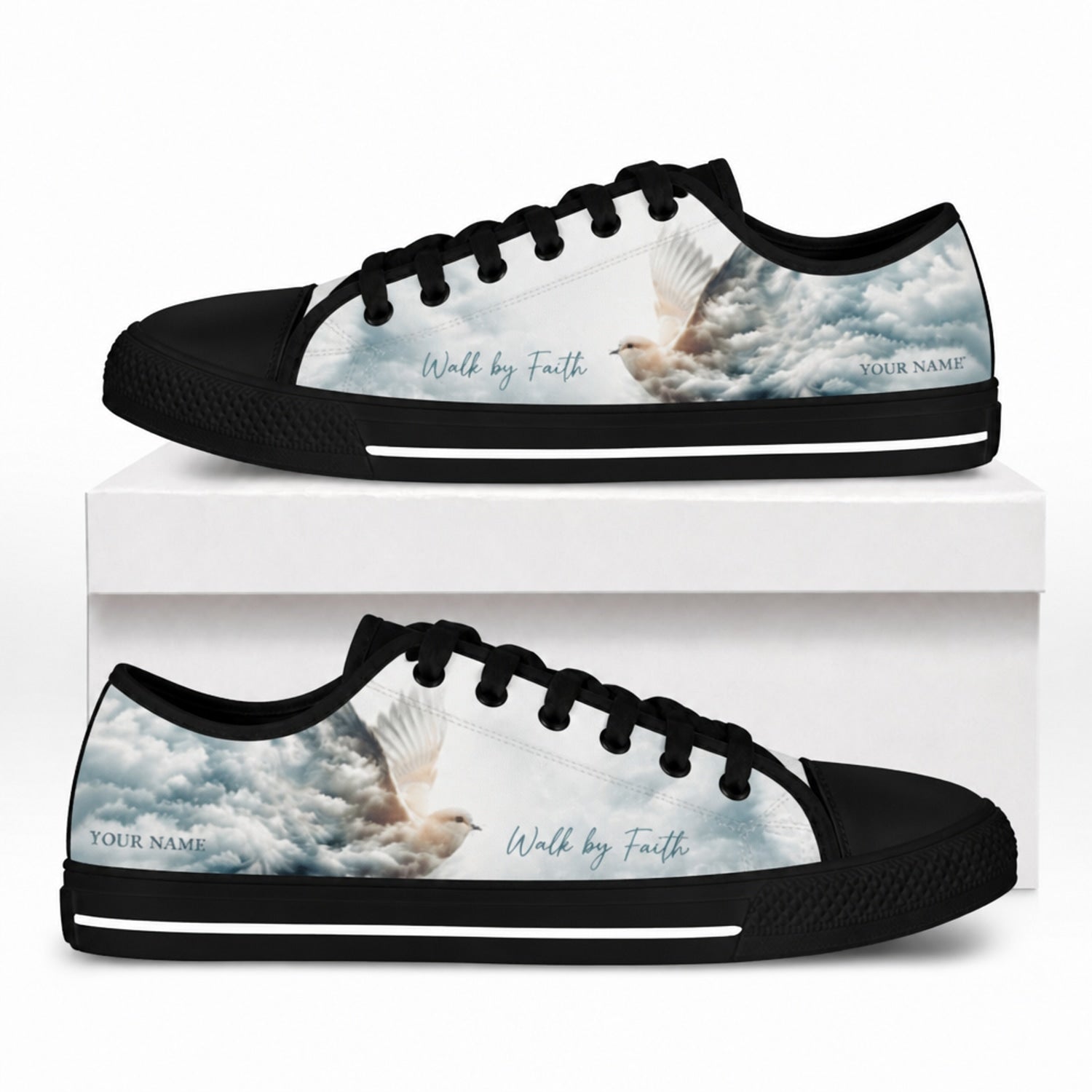 Walk By Faith Printed Low Top Shoes box black      