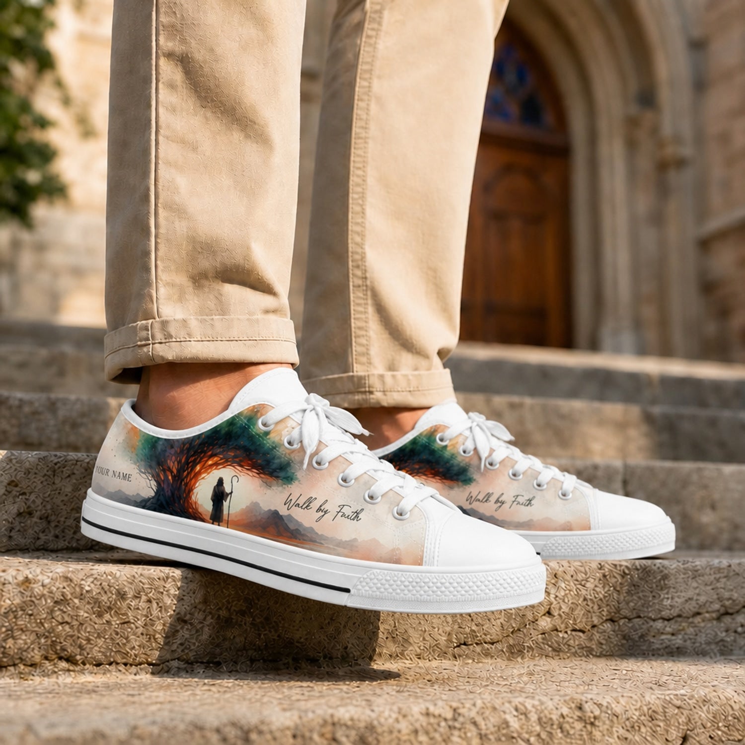 Walk By Faith Shepherd Graphic Personalized Low Top Shoes Life style  