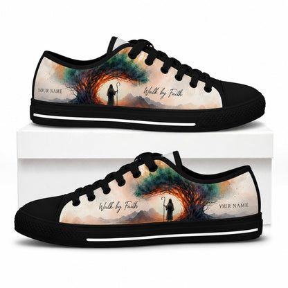 Walk By Faith Shepherd Graphic Personalized Low Top Shoes box black  