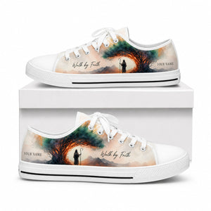 Walk By Faith Shepherd Graphic Personalized Low Top Shoes box white  
