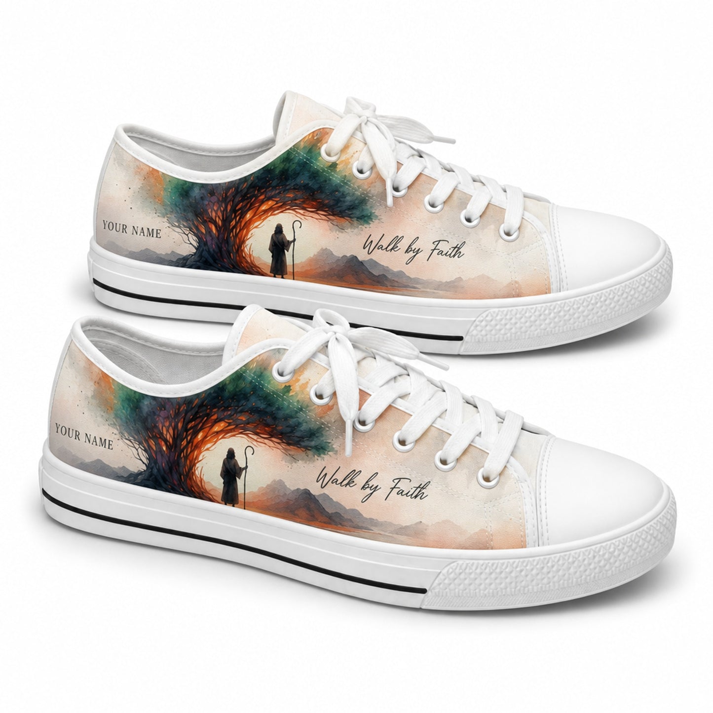 Walk By Faith Shepherd Graphic Personalized Low Top Shoes      