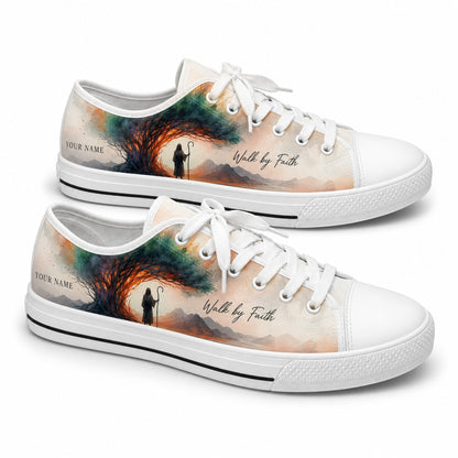 Walk By Faith Shepherd Graphic Personalized Low Top Shoes      